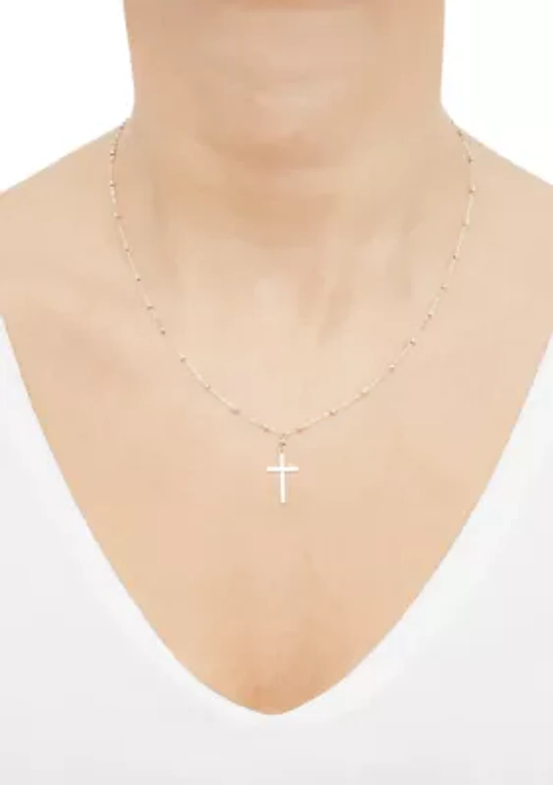 Cross Necklace in 14K Yellow and White and Rose Gold