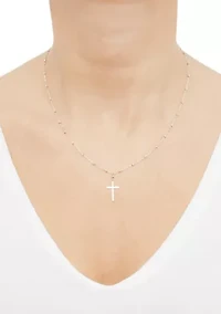 Cross Necklace in 14K Yellow and White and Rose Gold
