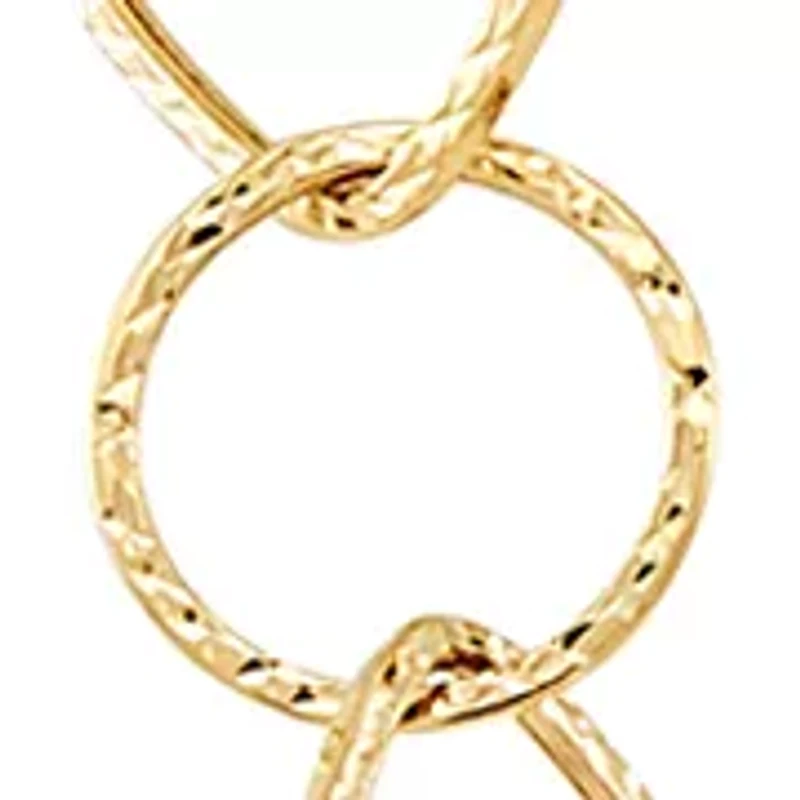 Diamond Shape Round Link Necklace in 14K Yellow Gold