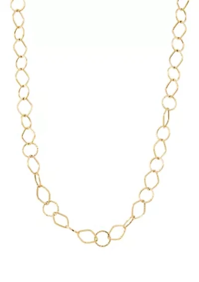 Diamond Shape Round Link Necklace in 14K Yellow Gold