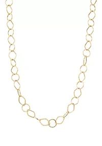 Diamond Shape Round Link Necklace in 14K Yellow Gold
