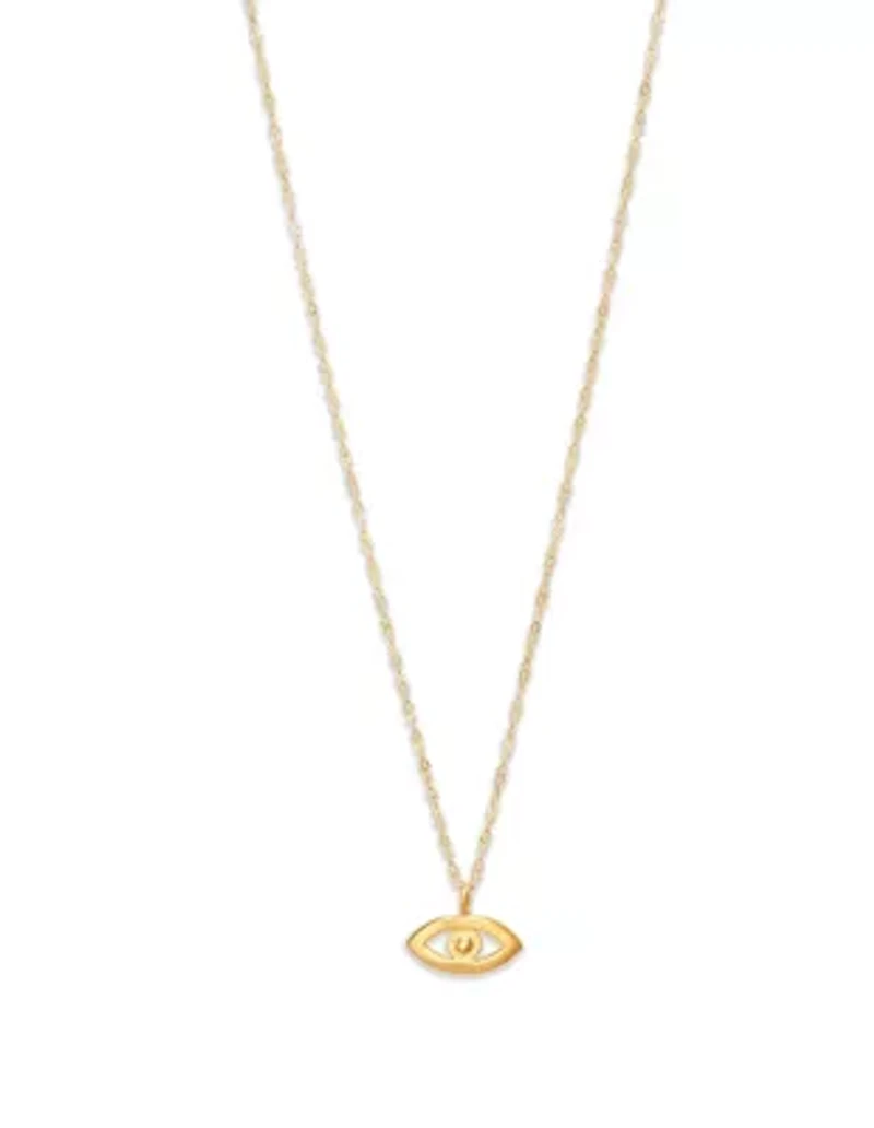 14K Yellow Gold Evil Eyes on Cable Chain Necklace