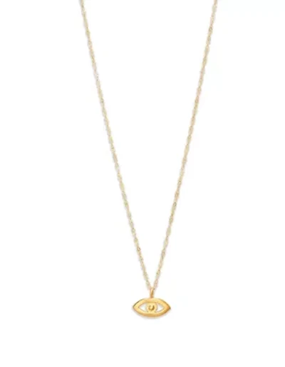 14K Yellow Gold Evil Eyes on Cable Chain Necklace