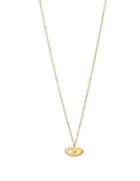14K Yellow Gold Evil Eyes on Cable Chain Necklace
