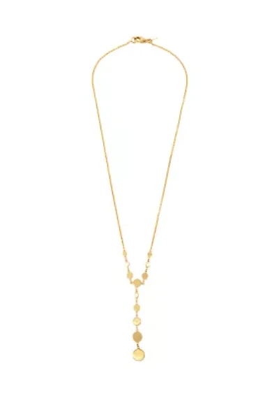 14K Yellow Gold Graduated Disc Lariat Necklace