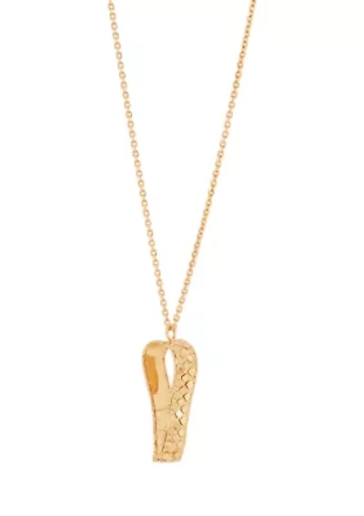 Fact Open Curved Necklace in 14K Yellow Gold in 20" Cable Chain
