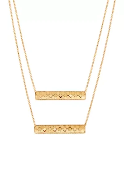 Layer Double Medium Bar Necklace in 14K Yellow Gold