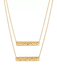 Layer Double Medium Bar Necklace in 14K Yellow Gold