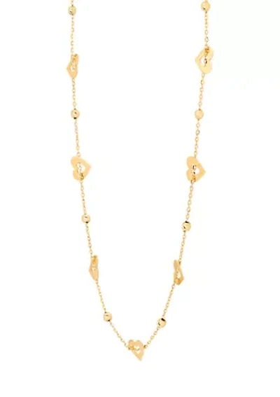 Heart and Bead Necklace in 14K Yellow Gold