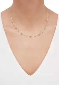 Heart and Bead Necklace in 14K Yellow Gold