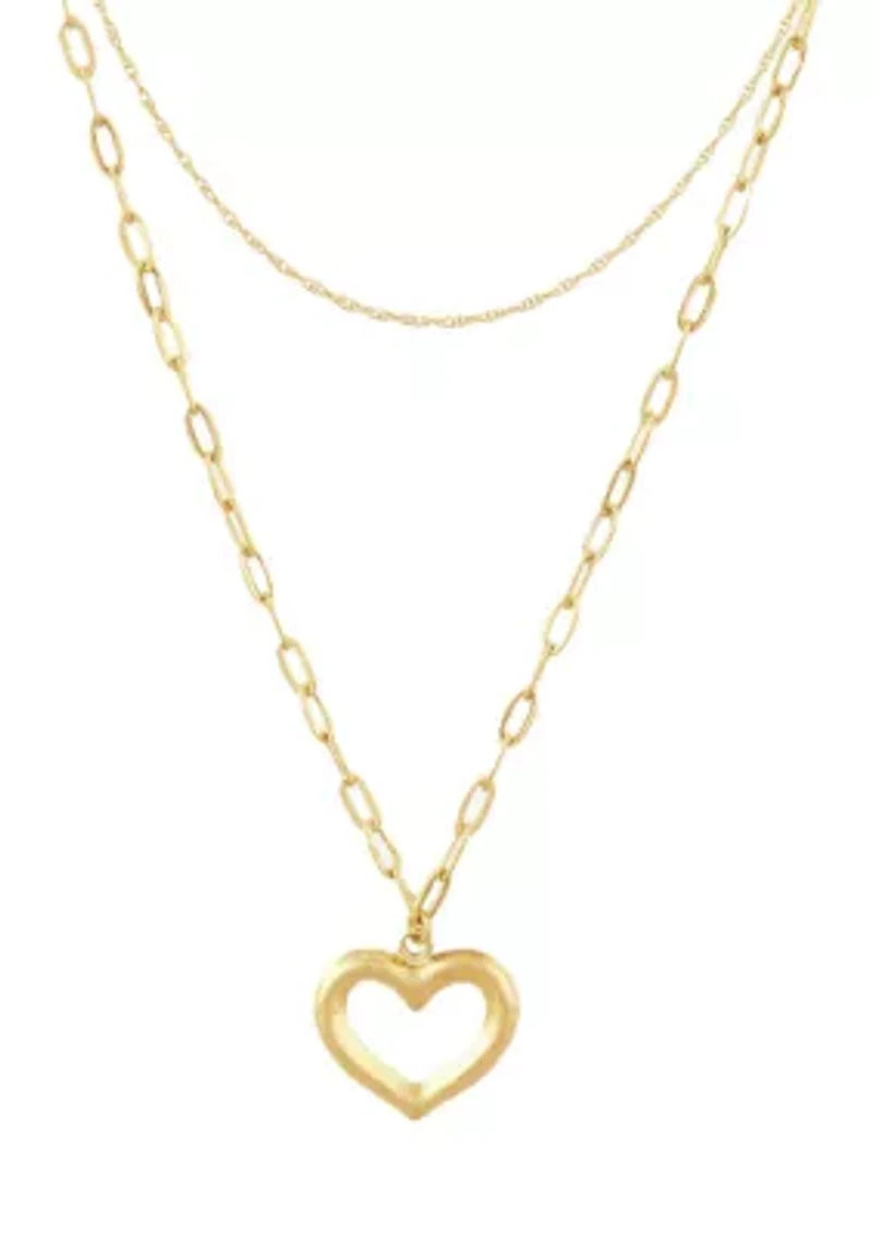Heart Lariat Necklace in 14K Yellow Gold