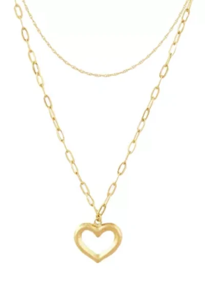 Heart Lariat Necklace in 14K Yellow Gold