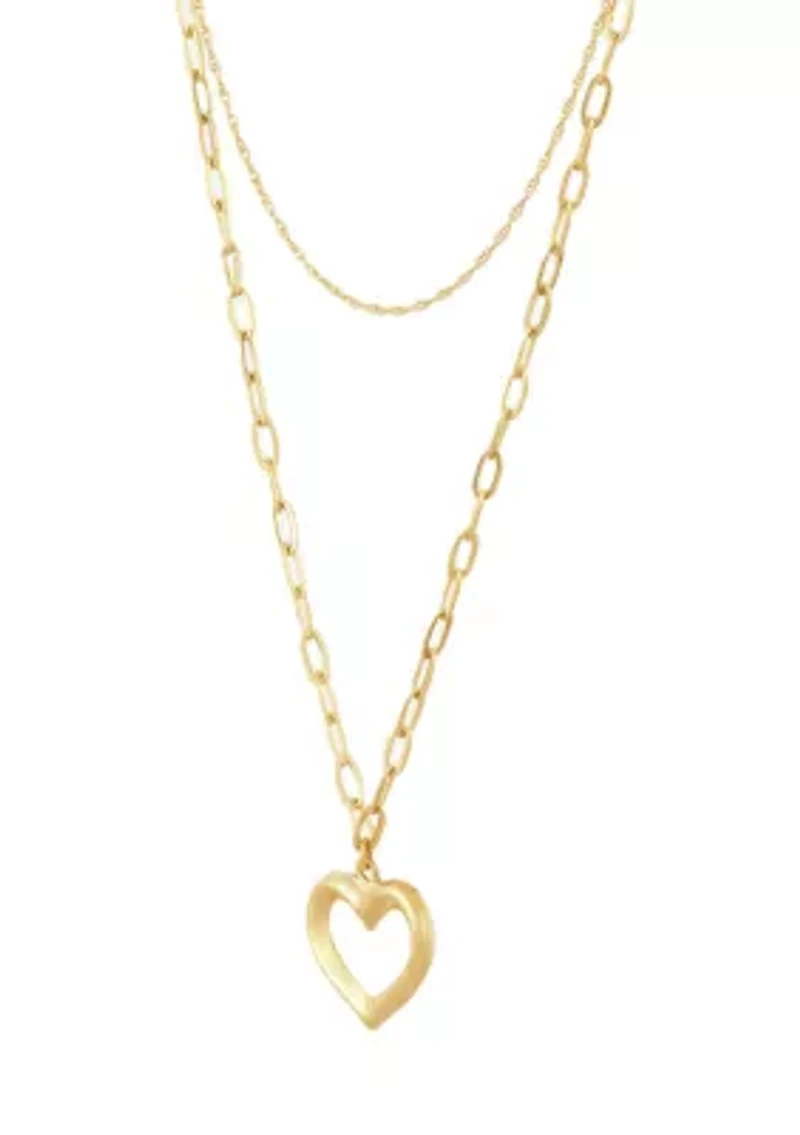 Heart Lariat Necklace in 14K Yellow Gold