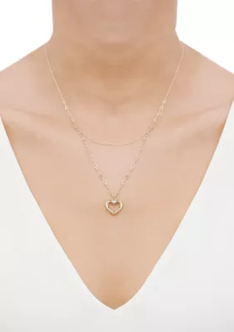 Heart Lariat Necklace in 14K Yellow Gold
