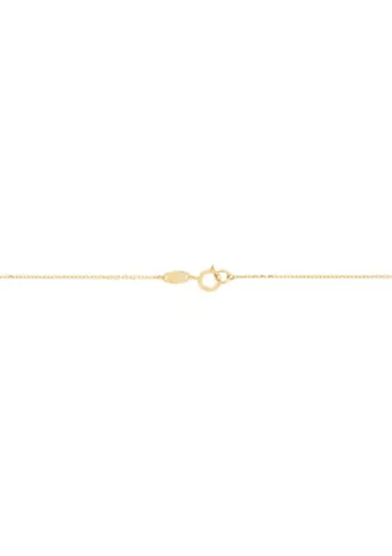 Double Bar with Heart and Mom Necklace in 14K Yellow Gold
