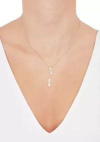 Double Bar with Heart and Mom Necklace in 14K Yellow Gold