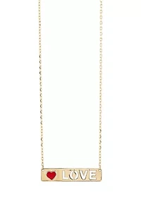 Bar Letter and Heart Necklace in 14K Yellow Gold