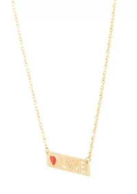 Bar Letter and Heart Necklace in 14K Yellow Gold