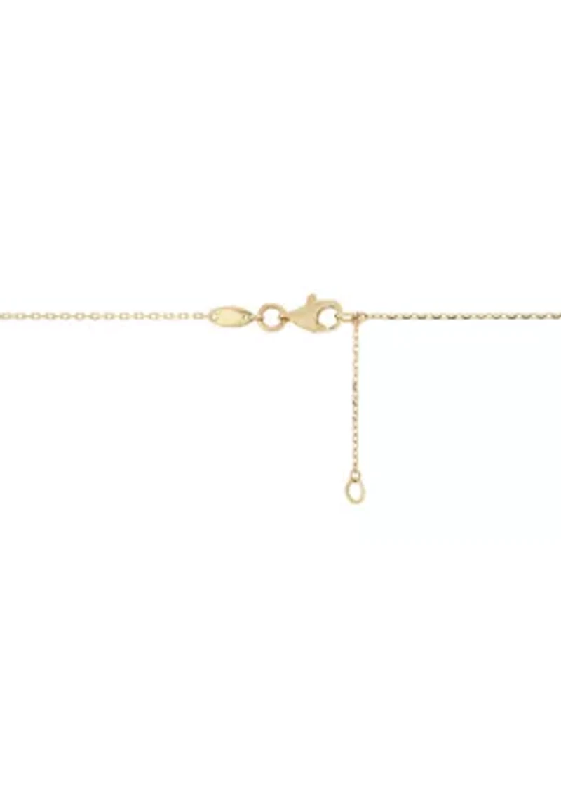 Bar Letter and Heart Necklace in 14K Yellow Gold