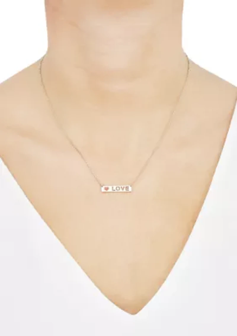 Bar Letter and Heart Necklace in 14K Yellow Gold