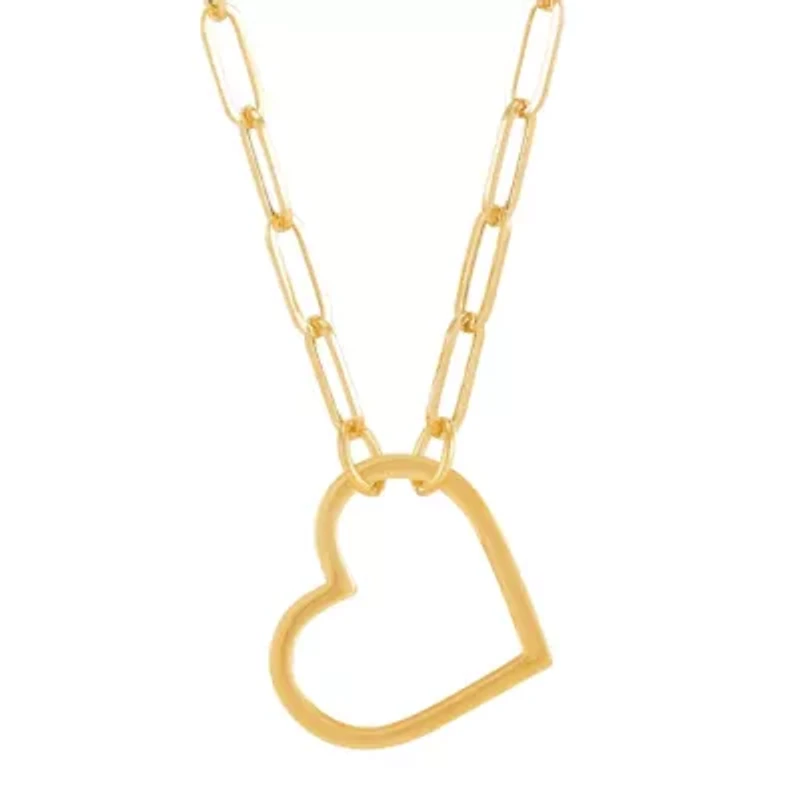 14K Yellow Gold Open Heart Necklace