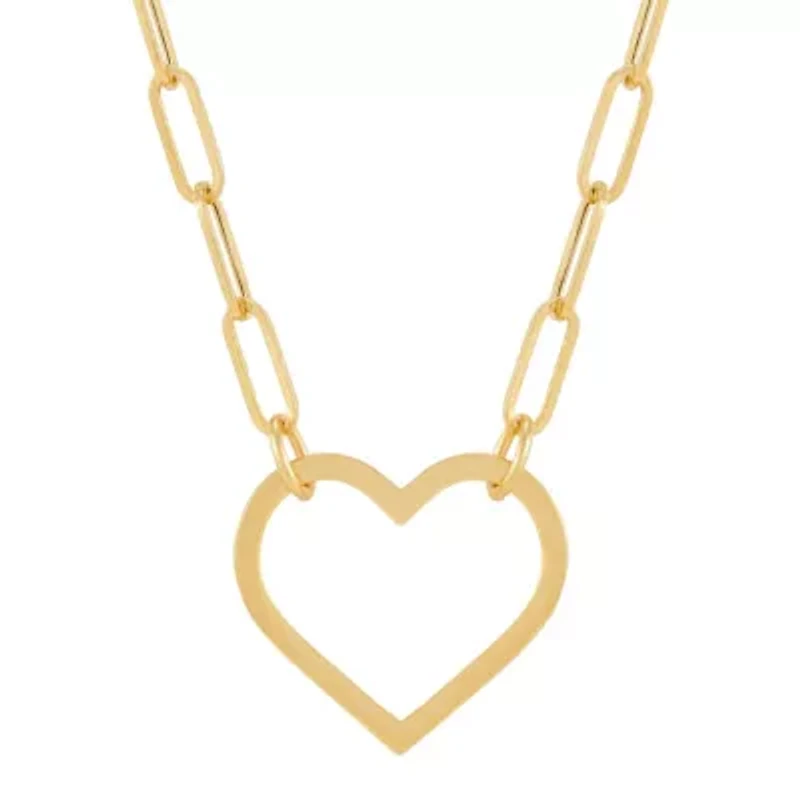 14K Yellow Gold Open Heart Necklace