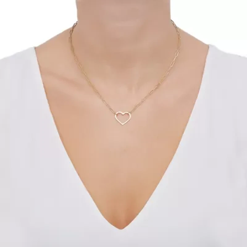 14K Yellow Gold Open Heart Necklace