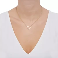 14K Yellow Gold Open Heart Necklace