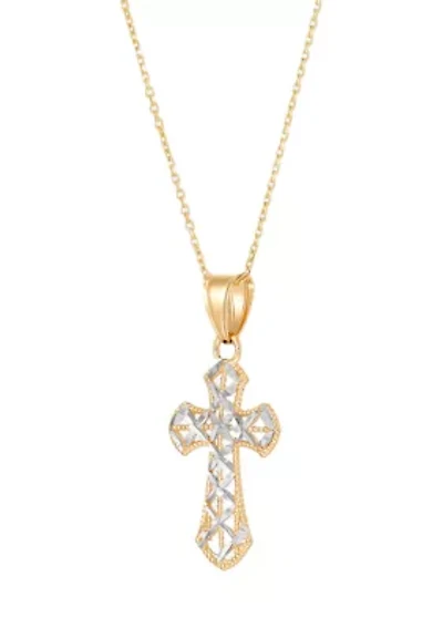 Cross Pendant with 18" Cable Chain in 14K Yellow Gold