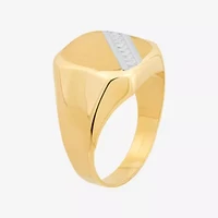 14K Yellow Gold Rhodium Diagonal Line Ring