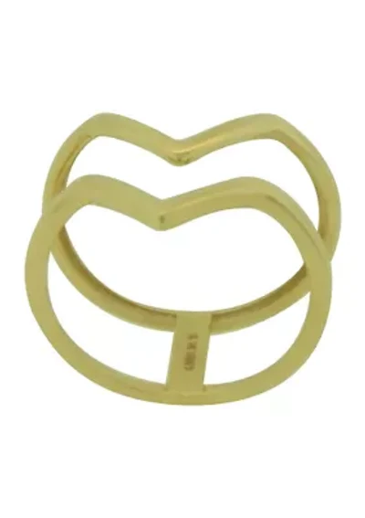 Double V Band in 14K Yellow Gold