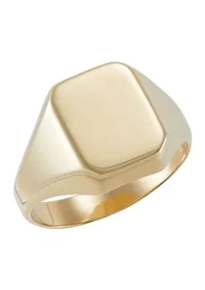 Cushion Signet Ring in 14K Yellow Gold