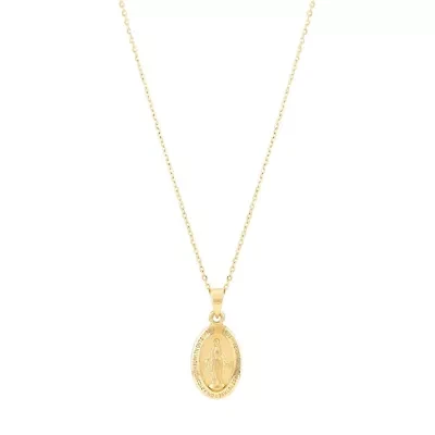 14K Yellow Gold Medal Pendant Necklace