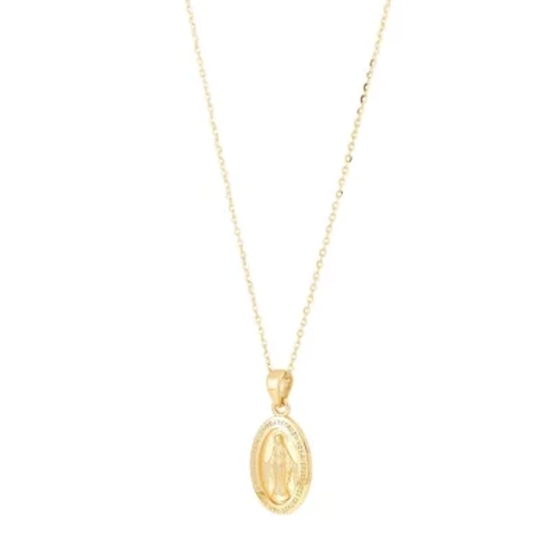 14K Yellow Gold Medal Pendant Necklace