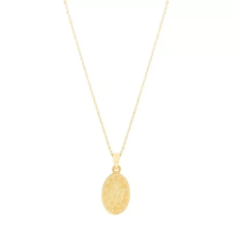 14K Yellow Gold Medal Pendant Necklace