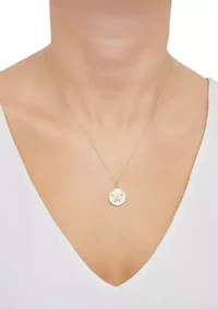 Butterfly Coin Pendant with 18" Rope Chain in 14K Yellow Gold