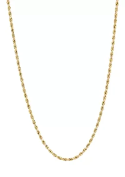 Hollow Glitter Rope Chain Necklace in 14K Yellow Gold
