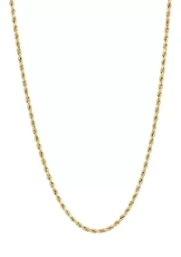 Hollow Glitter Rope Chain Necklace in 14K Yellow Gold