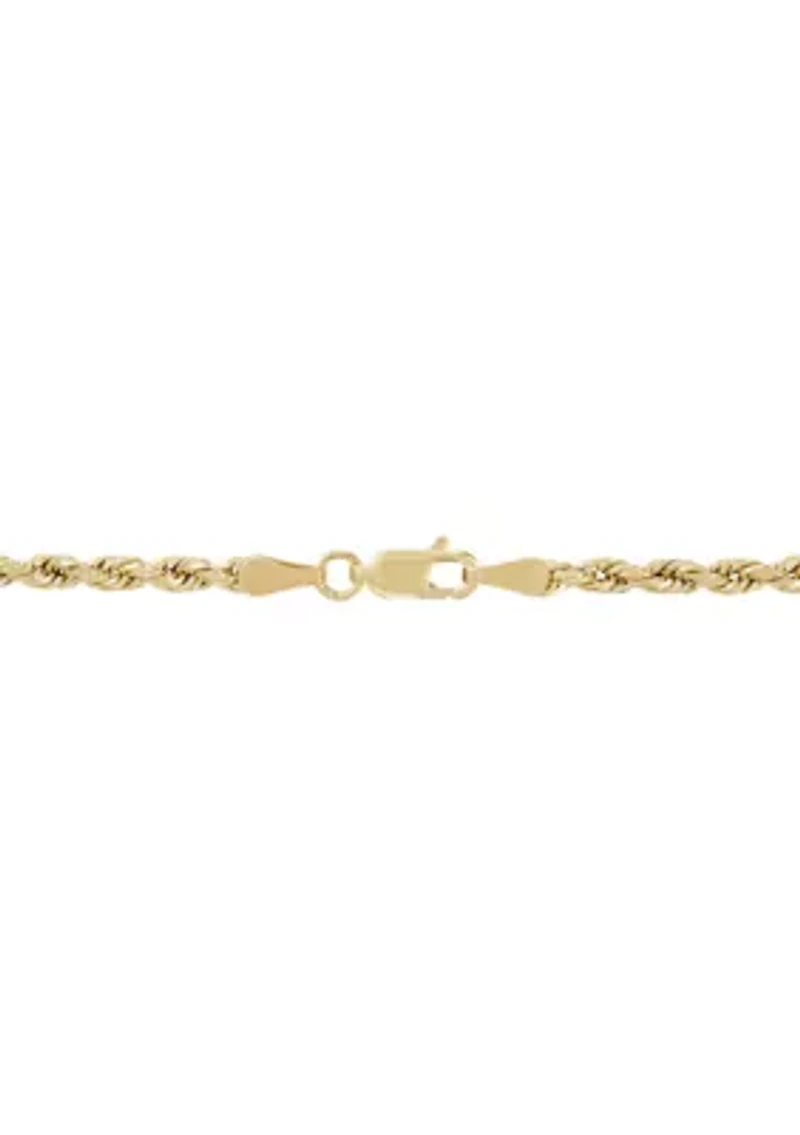 Hollow Glitter Rope Chain Necklace in 14K Yellow Gold
