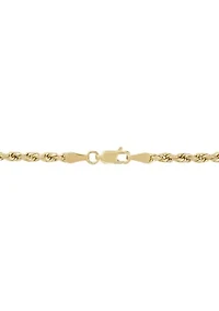 Hollow Glitter Rope Chain Necklace in 14K Yellow Gold