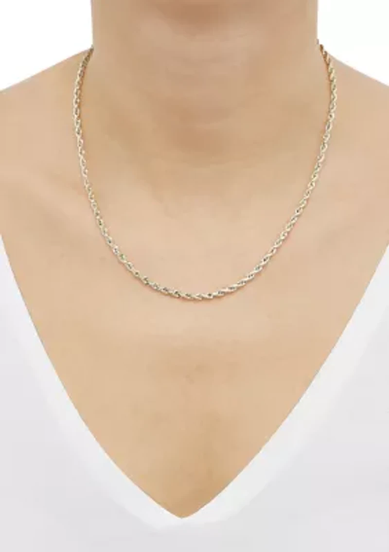 Hollow Glitter Rope Chain Necklace in 14K Yellow Gold