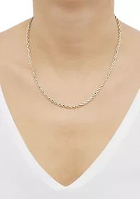 Hollow Glitter Rope Chain Necklace in 14K Yellow Gold