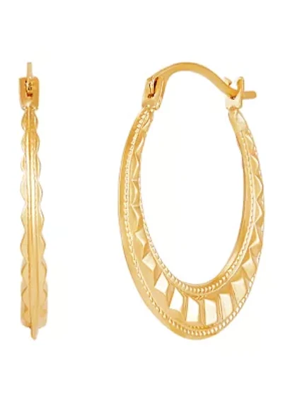 Fancy Hoop Earrings in 14K Yellow Gold