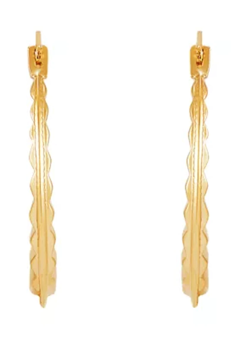 Fancy Hoop Earrings in 14K Yellow Gold
