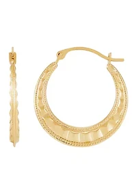 Fancy Hoop Earrings in 14K Yellow Gold