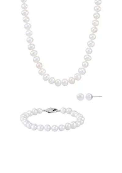 Pearl Pot Earrings, Bracelet, Necklace, and Ring Set in Sterling Silver