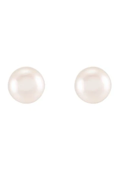 6-6.5 Millimeter White Pearl Stud Earrings in 10K Yellow Gold