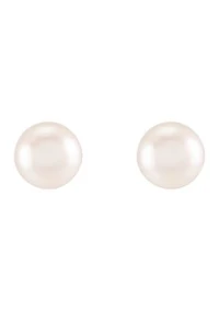 6-6.5 Millimeter White Pearl Stud Earrings in 10K Yellow Gold