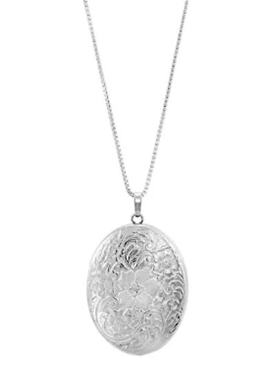 Photo Oval Locket with 18" Chain in Sterling Silver and Stainless