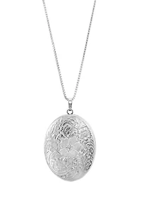 Photo Oval Locket with 18" Chain in Sterling Silver and Stainless